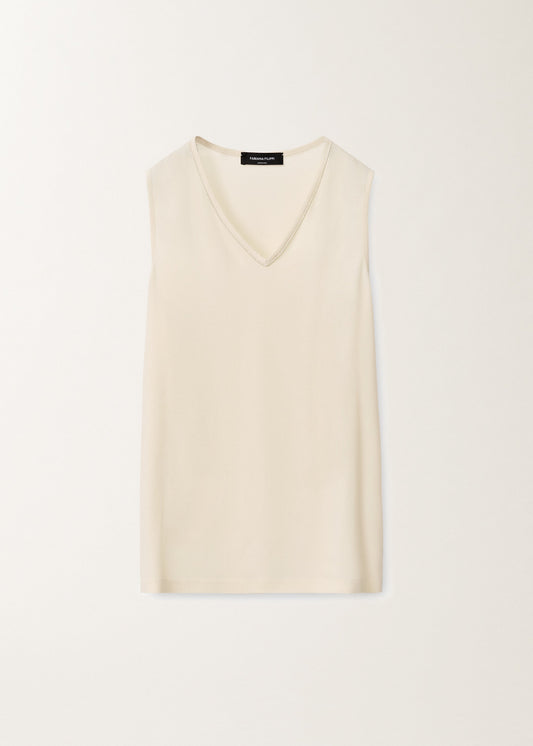 SABLE' V NECK TOP WITH FILO DIAMANTE