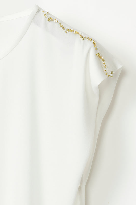 CLASSIC SLEEVELESS TOP W BEADING ON SHOULDER SEAM