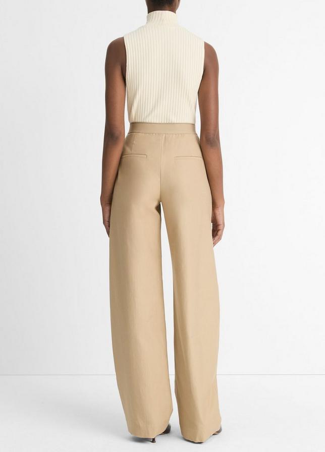 ELASTIC WAISTBAND COTTON & WOOL WIDE PANTS