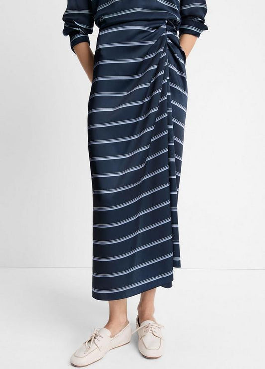 RUGBY STRIPE GATHERED SKIRT