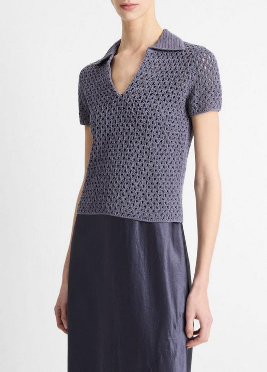 MACRAME COTTON POLO KNIT