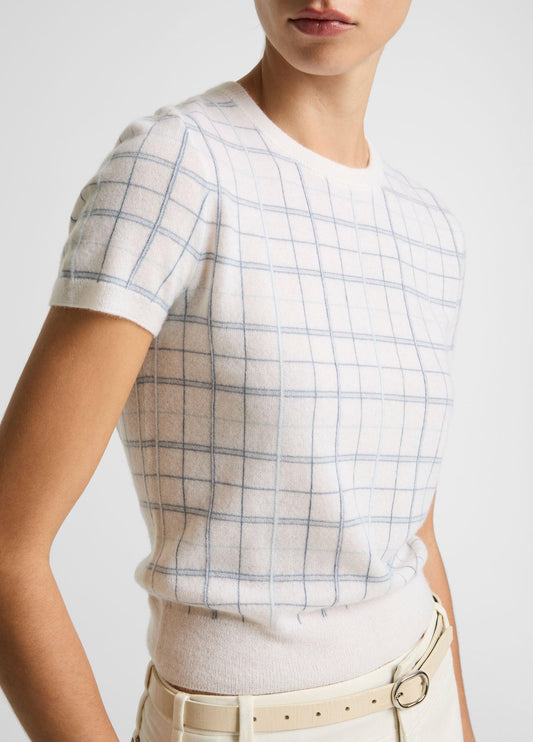 PLAID S/S CREW LAGOON COMBO