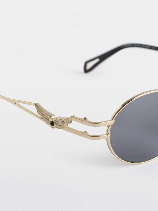 ZV26S2 OVAL METAL FRAME SUNGLASSES W WING