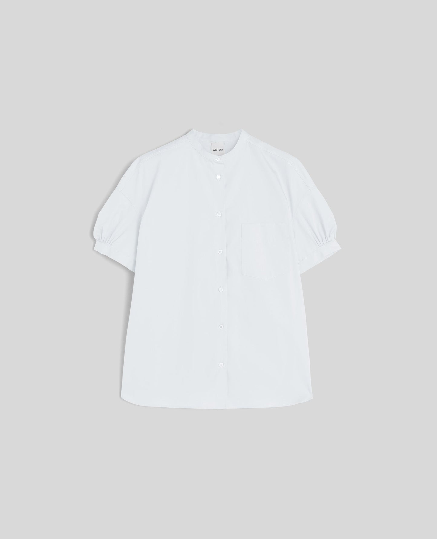 MANDERIAN COLLAR POLISHED COTTON W INVERTED PLEAT CB