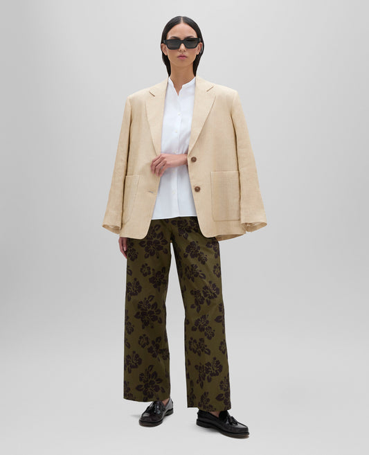 MANDERIAN COLLAR POLISHED COTTON W INVERTED PLEAT CB