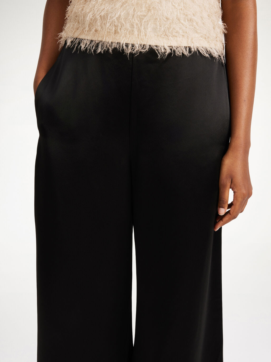 LUCEE SATIN FLARED LEG PANTS