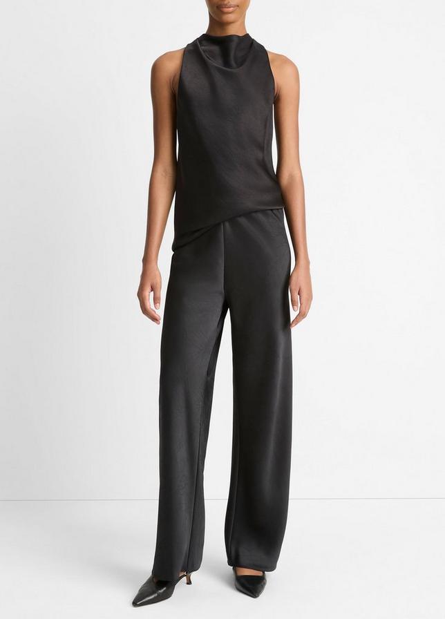 COWL NECK BIAS SATIN TOP BLACK