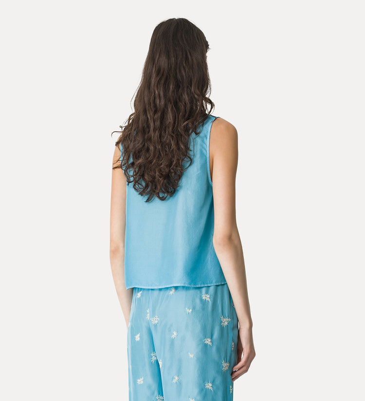 HABOTAI SILK V-NECK TOP