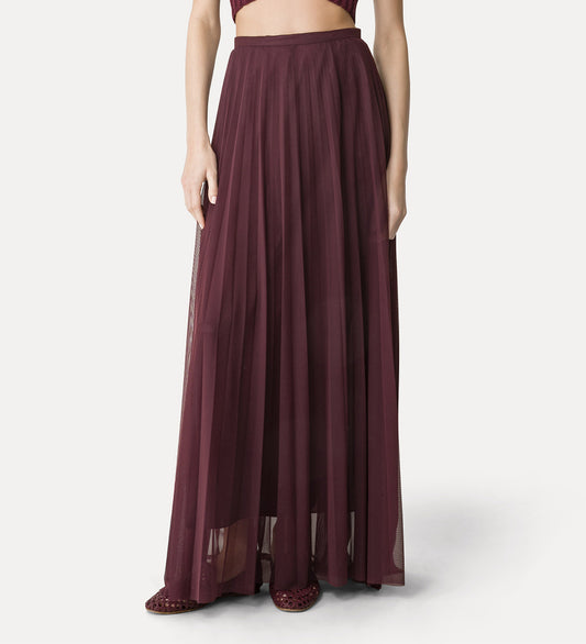 CHIC TULLE PLISSE LONG SKIRT WITH UNDERSKIRT