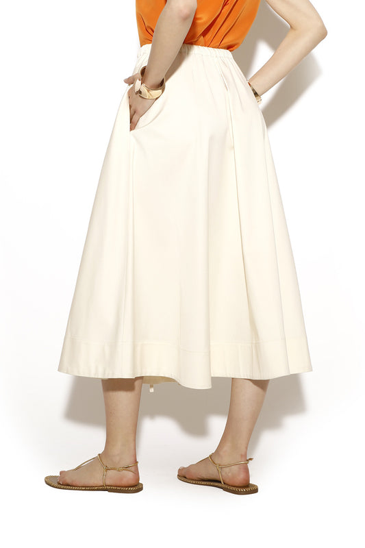 CRIDA Milano Locorotondo Skirt in Cream stretch cotton satin