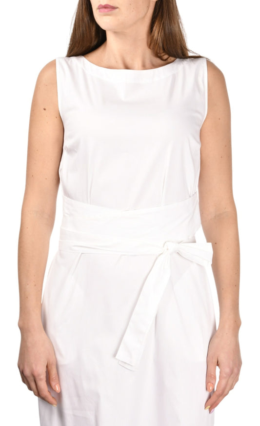 SLEEVELESS BOATNECK COTTON DRESS