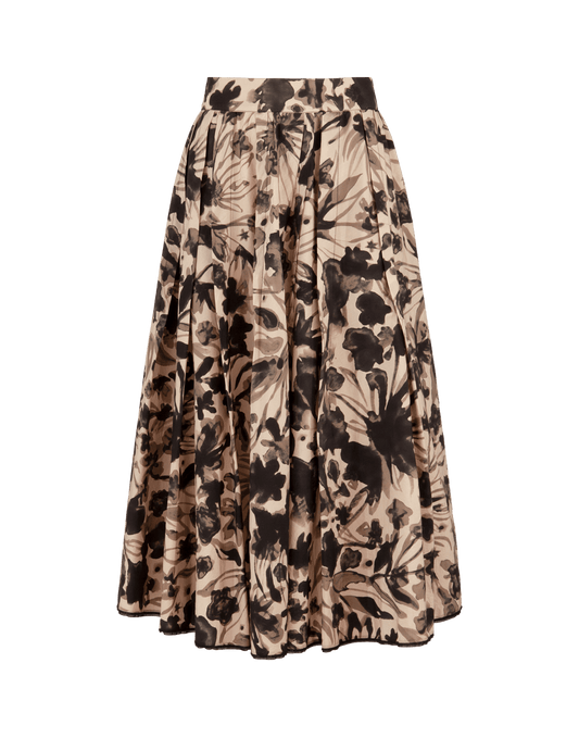 SWING MIDI PLEATED FLORAL SKIRT