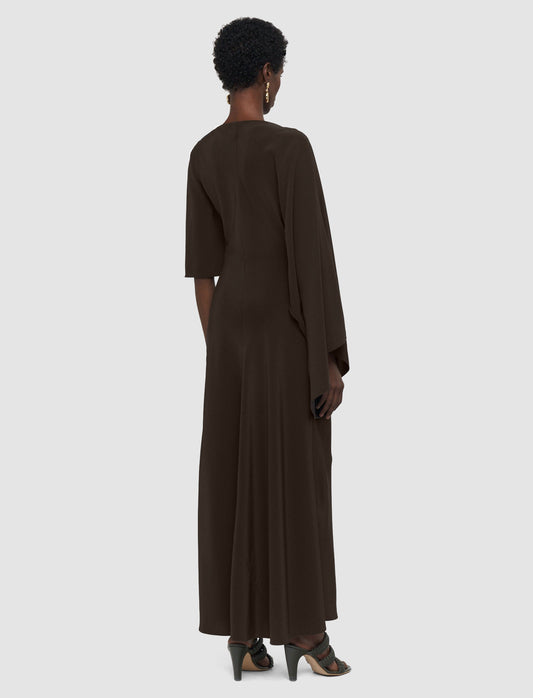 JOYA DRESS SATIN TWILL COCOA