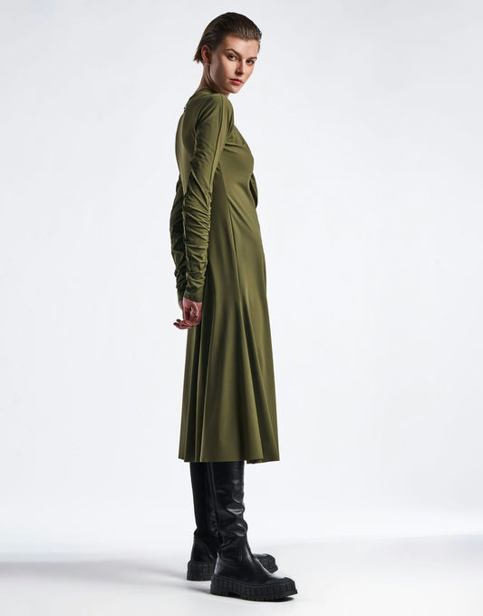 SINCERELY KHAKI STRETCH JERSEY DRESS