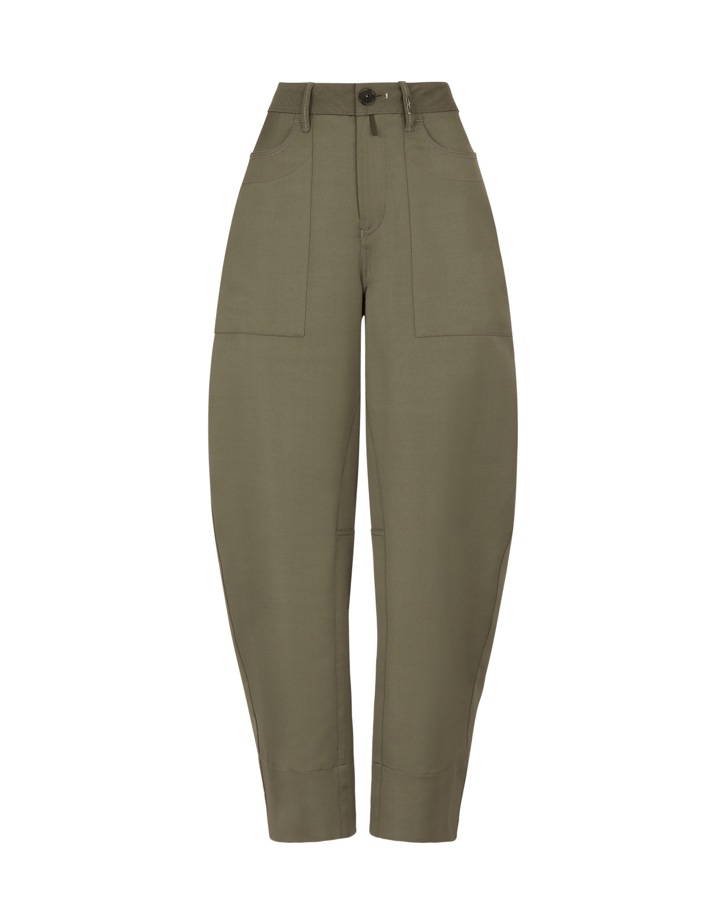 QUALIFY ARMY GREEN CURVED PANTS