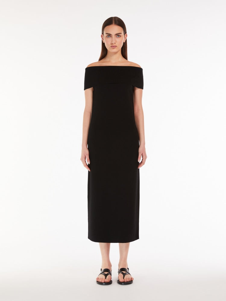 NAVY AULLA OFF SHOULDER JERSEY DRESS