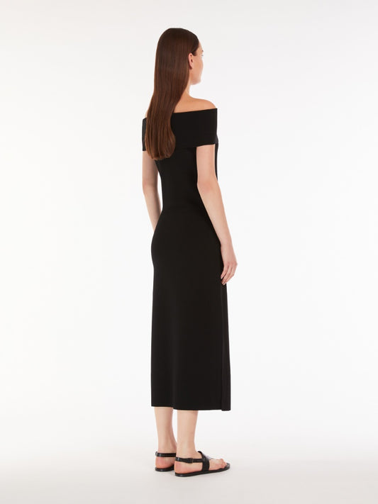 NAVY AULLA OFF SHOULDER JERSEY DRESS