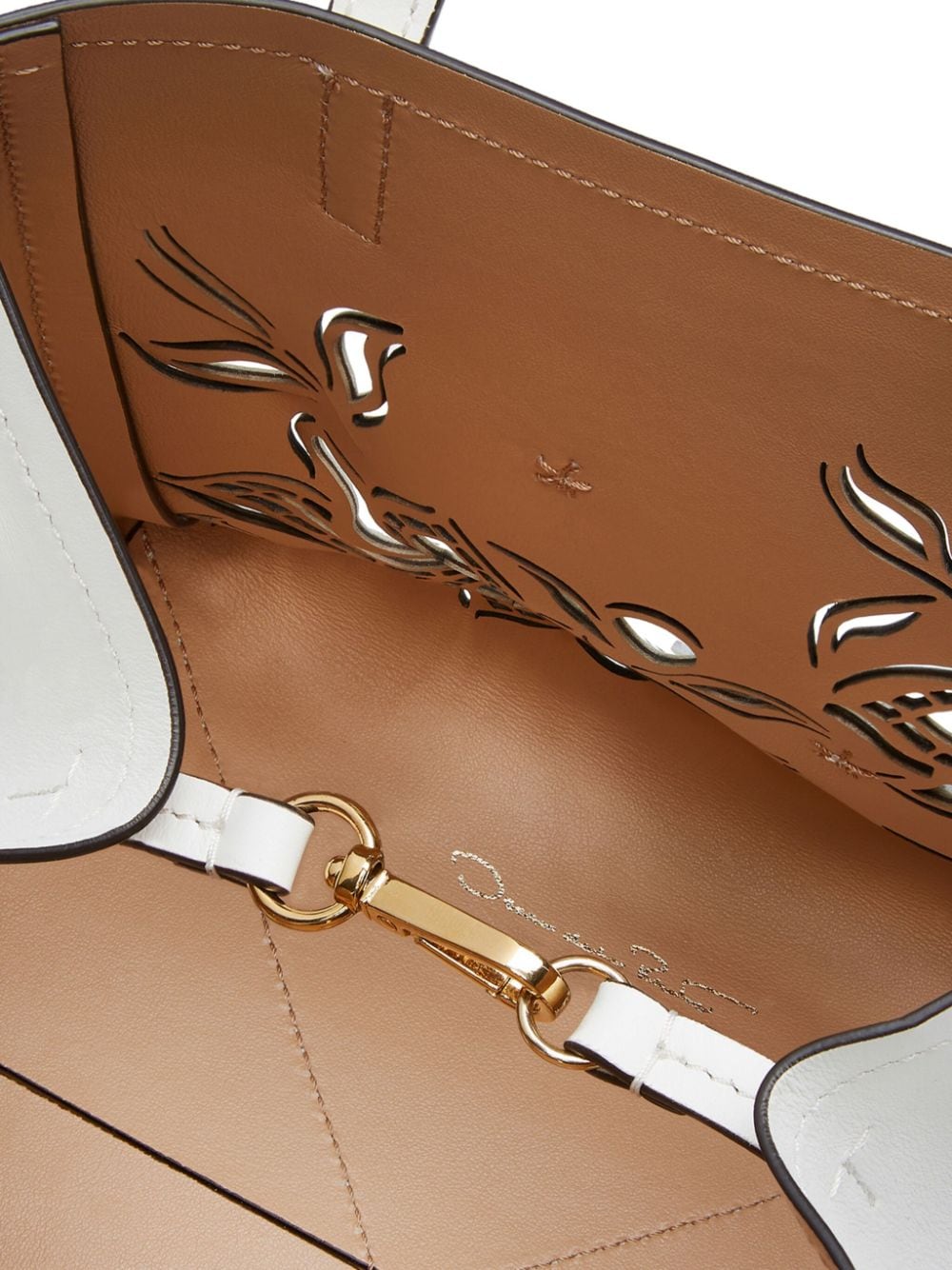 MINI LASER CUT FLORAL SQUARE TOTE WHITE