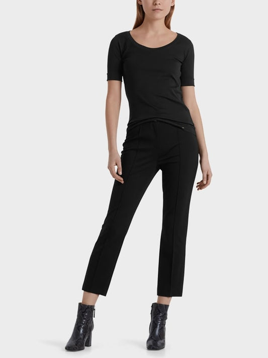 SCOOP SMOOTH NECK T-SHIRT - BLACK