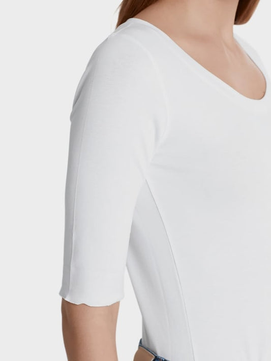 SCOOP SMOOTH NECK T-SHIRT - WHITE