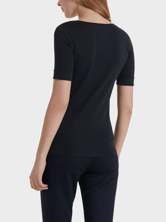 SCOOP SMOOTH NECK T-SHIRT - NAVY