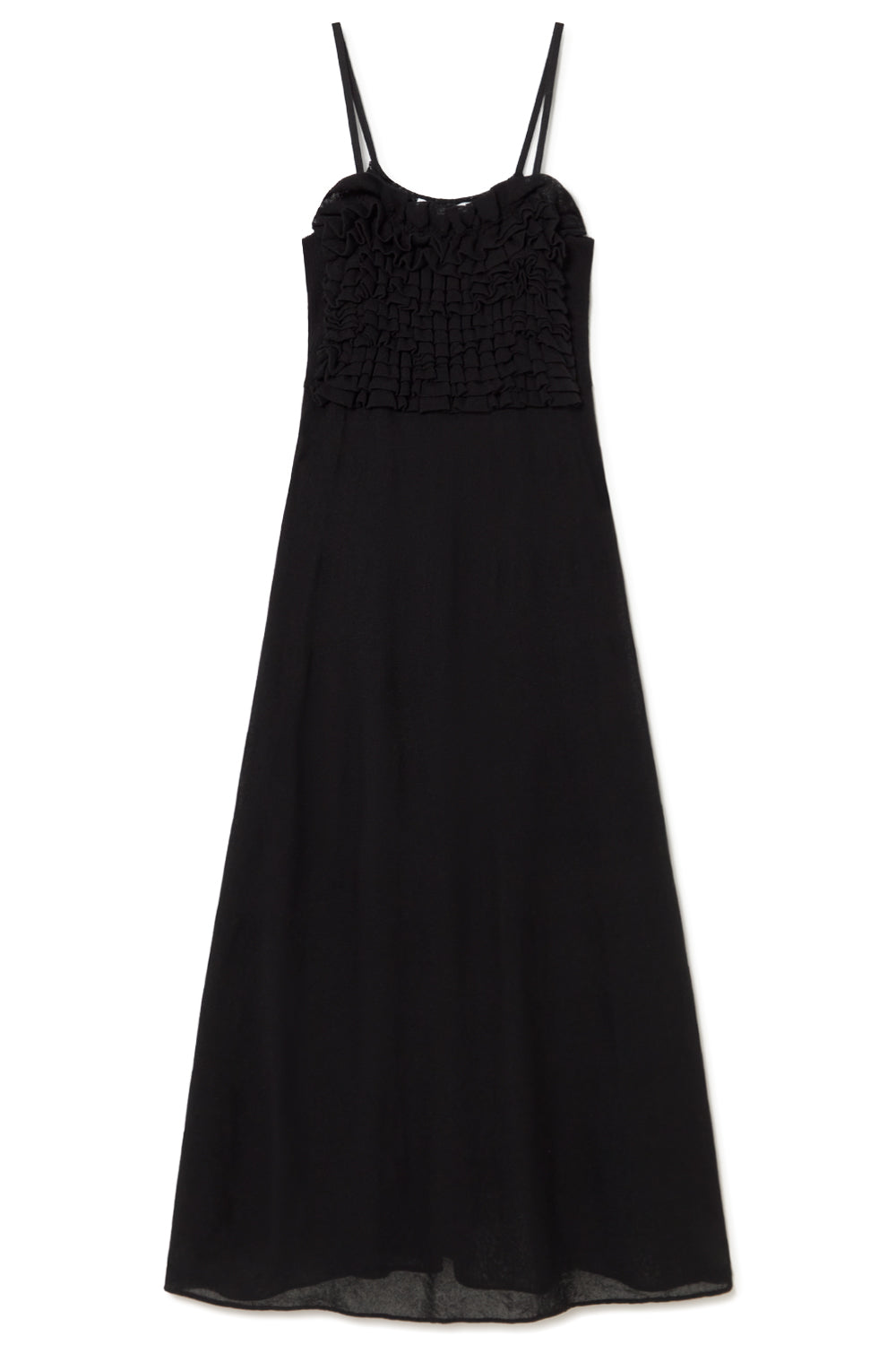 KNITTED SLIP DRESS W RUFFLES BLACK