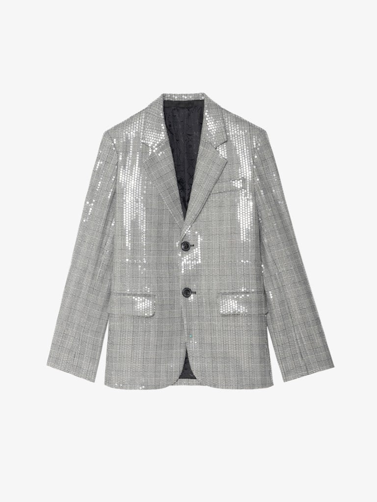 VANILLE CAR SEQUINS PRINCE OF WALES BLAZER