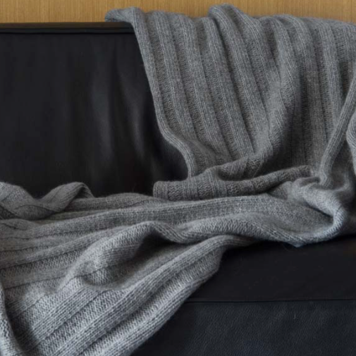Angora & Wool Throw - Chunky Rib