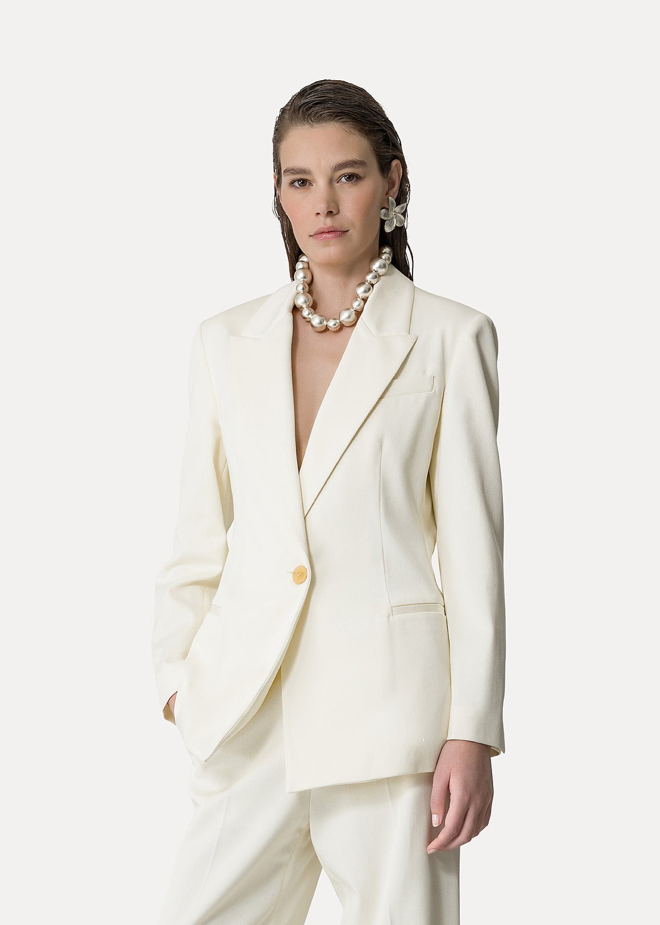 MERCERIZED COTTON TWILL JACKET IVORY