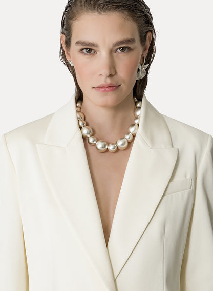 MERCERIZED COTTON TWILL JACKET IVORY