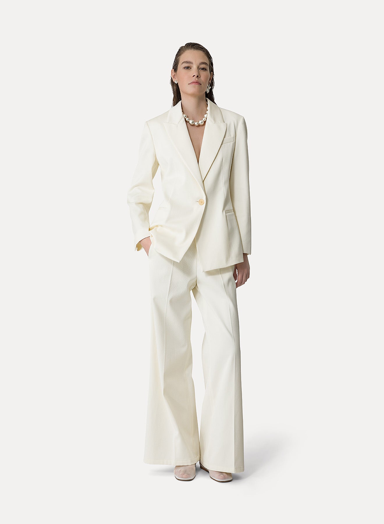 MERCERIZED COTTON TWILL JACKET IVORY