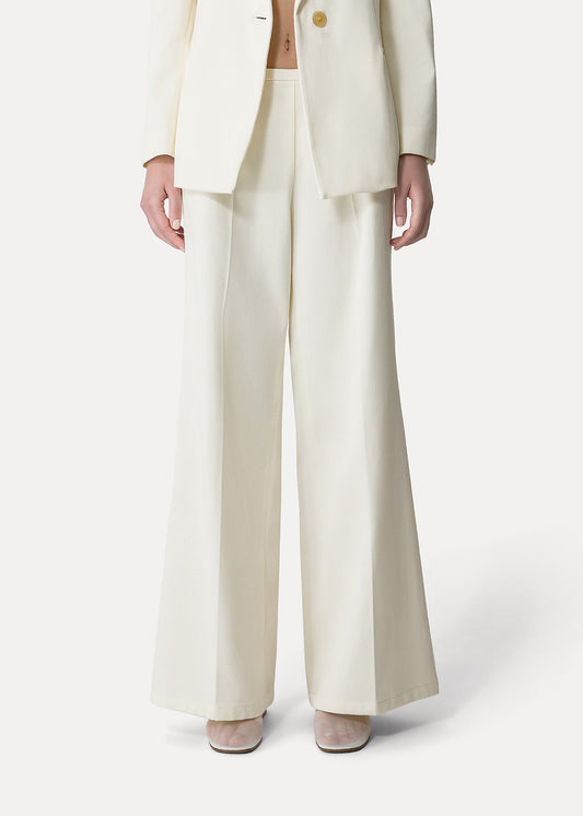 MERCERIZED COTTON TWILL FLARED PANTS