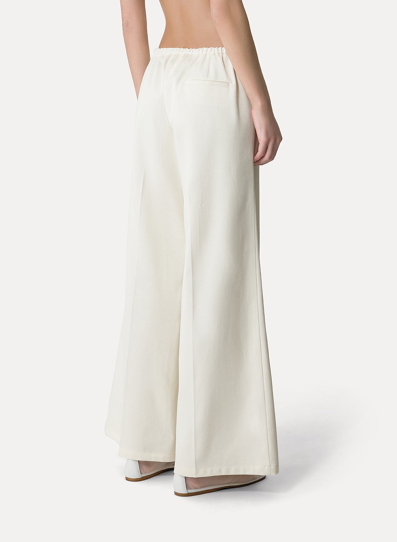 MERCERIZED COTTON TWILL FLARED PANTS