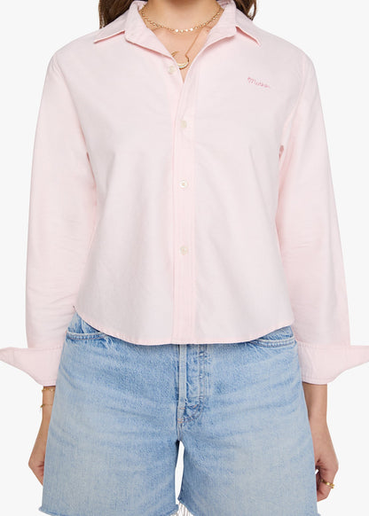 The Cropped Bestie Shirt In Pink by MOTHER