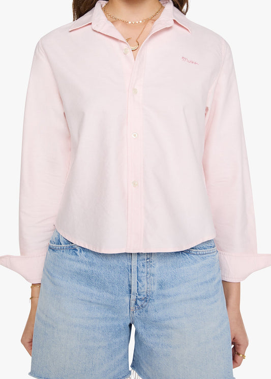 The Cropped Bestie Shirt In Pink by MOTHER