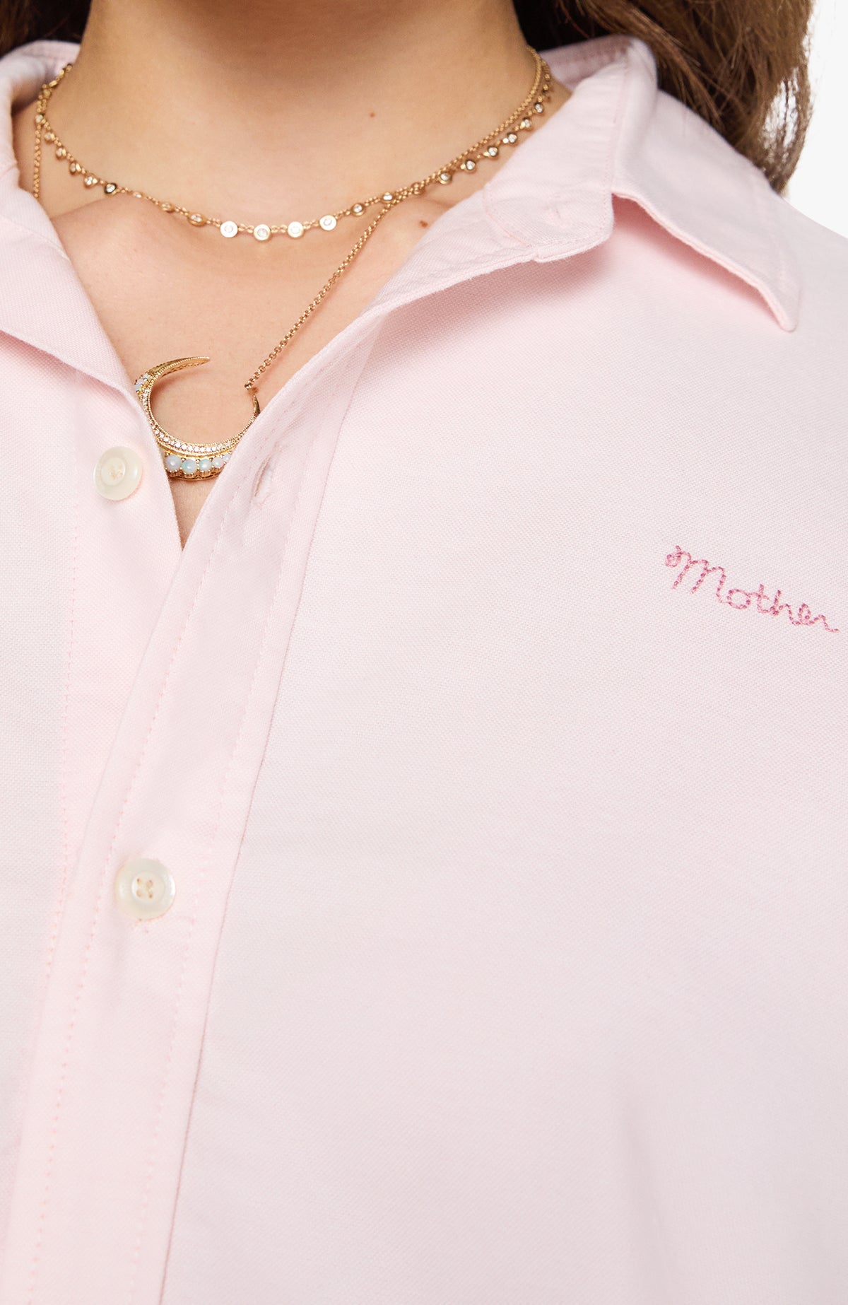 The Cropped Bestie Shirt In Pink by MOTHER