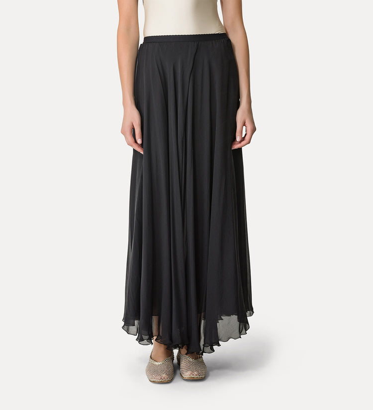 LONG CHIFFON SILK SKIRT