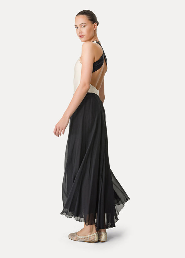 LONG CHIFFON SILK SKIRT