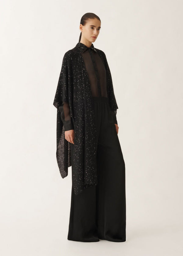 BLACK SEQUIN MOHAIR OPEN CAPE