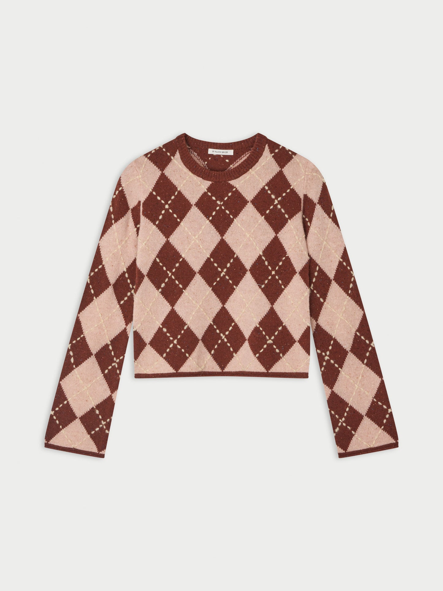 Johanna Knit Sweater In Spiced Berry Argyle by By Malene Birger - view 4
