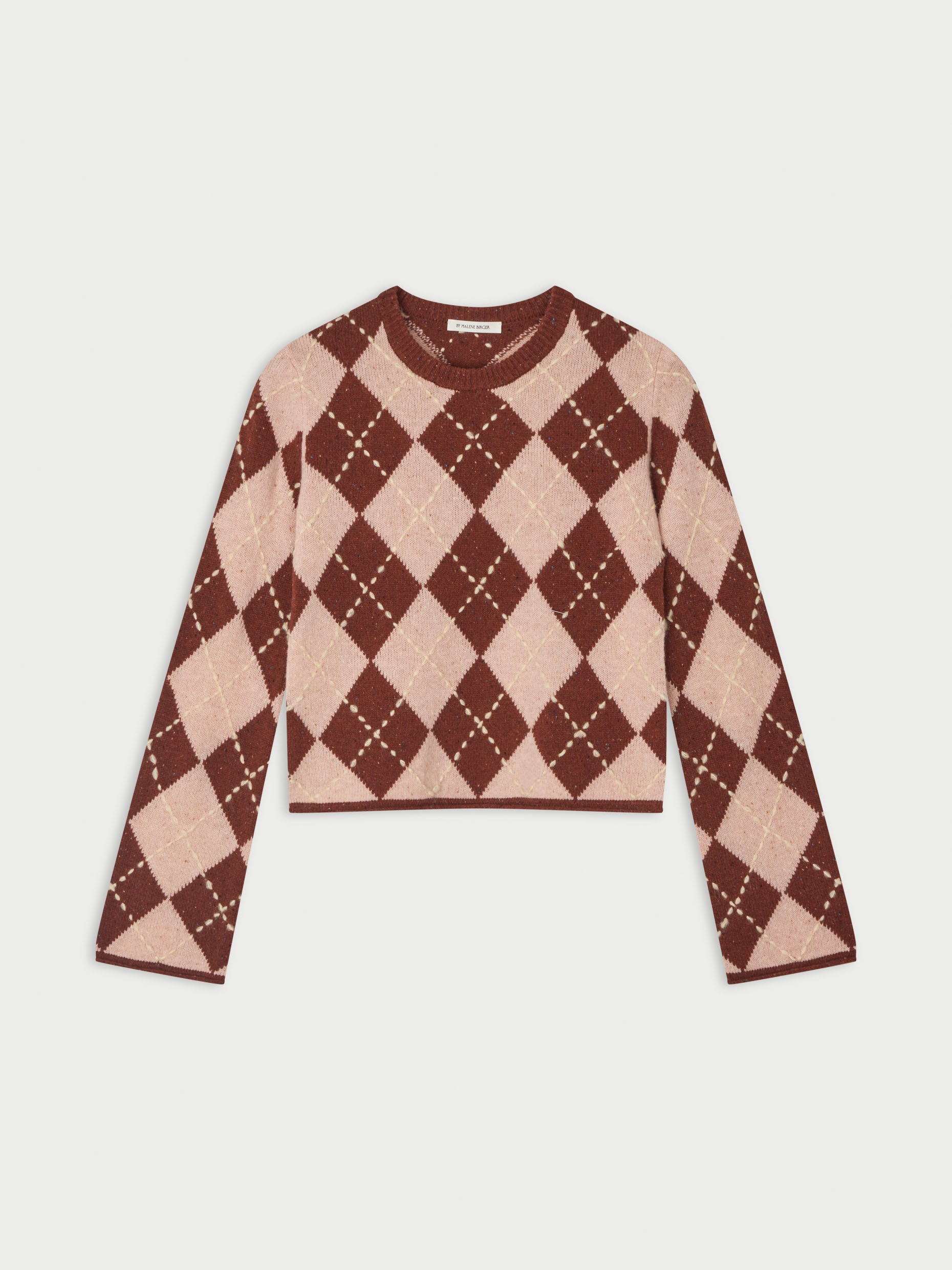 Johanna Knit Sweater In Spiced Berry Argyle by By Malene Birger - view 4