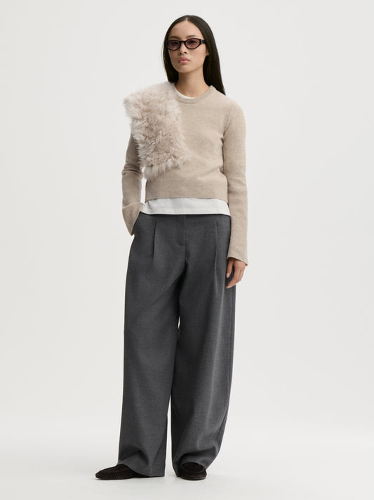 Hannah Knit Sweater In Grey Brown Melange by By Malene Birger - view 2