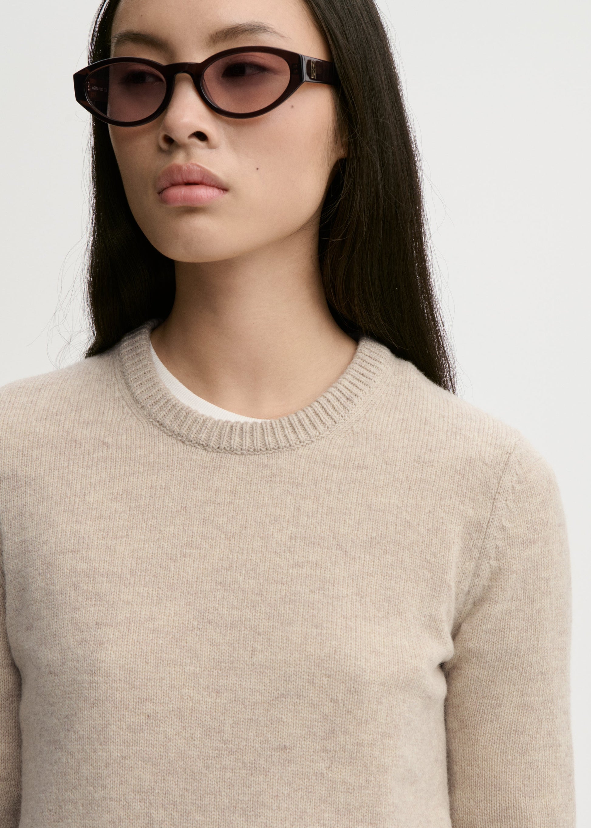 Hannah Knit Sweater In Grey Brown Melange by By Malene Birger - view 1