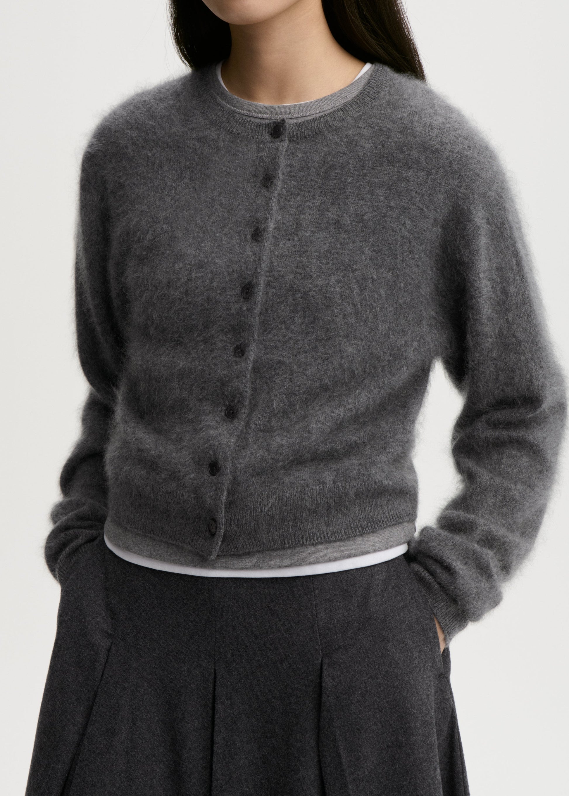 Montana Knit Cardigan In Grey Melange by By Malene Birger - view 1