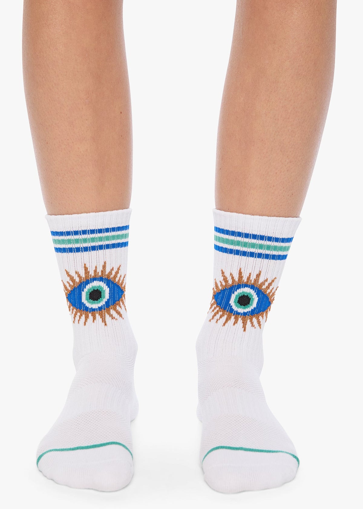 MOTHER Baby Steps Socks in Cosmic Eye worn on foot, front view