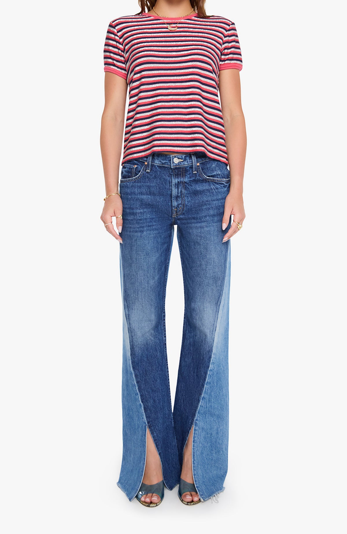 THE LIL GOODIE RINGER STRIPE - LUREX TERRY T-SHIRT