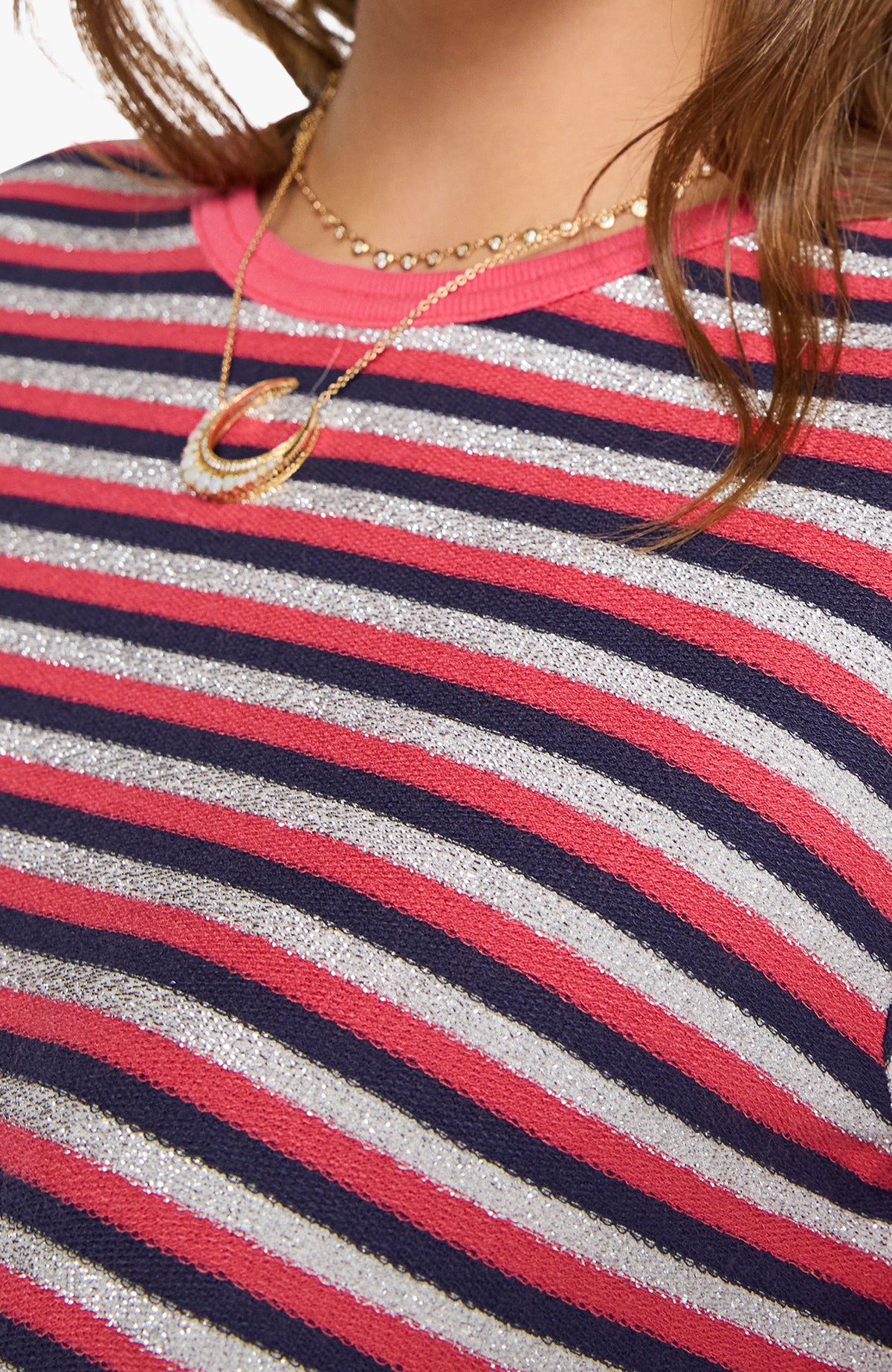 THE LIL GOODIE RINGER STRIPE - LUREX TERRY T-SHIRT