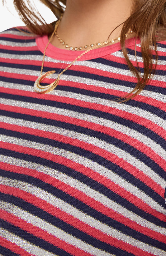 THE LIL GOODIE RINGER STRIPE - LUREX TERRY T-SHIRT