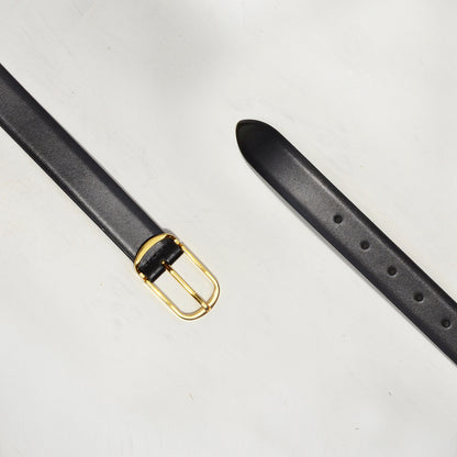 BLACK BELT W POLISHED GOLD OVAL BUCKLE
