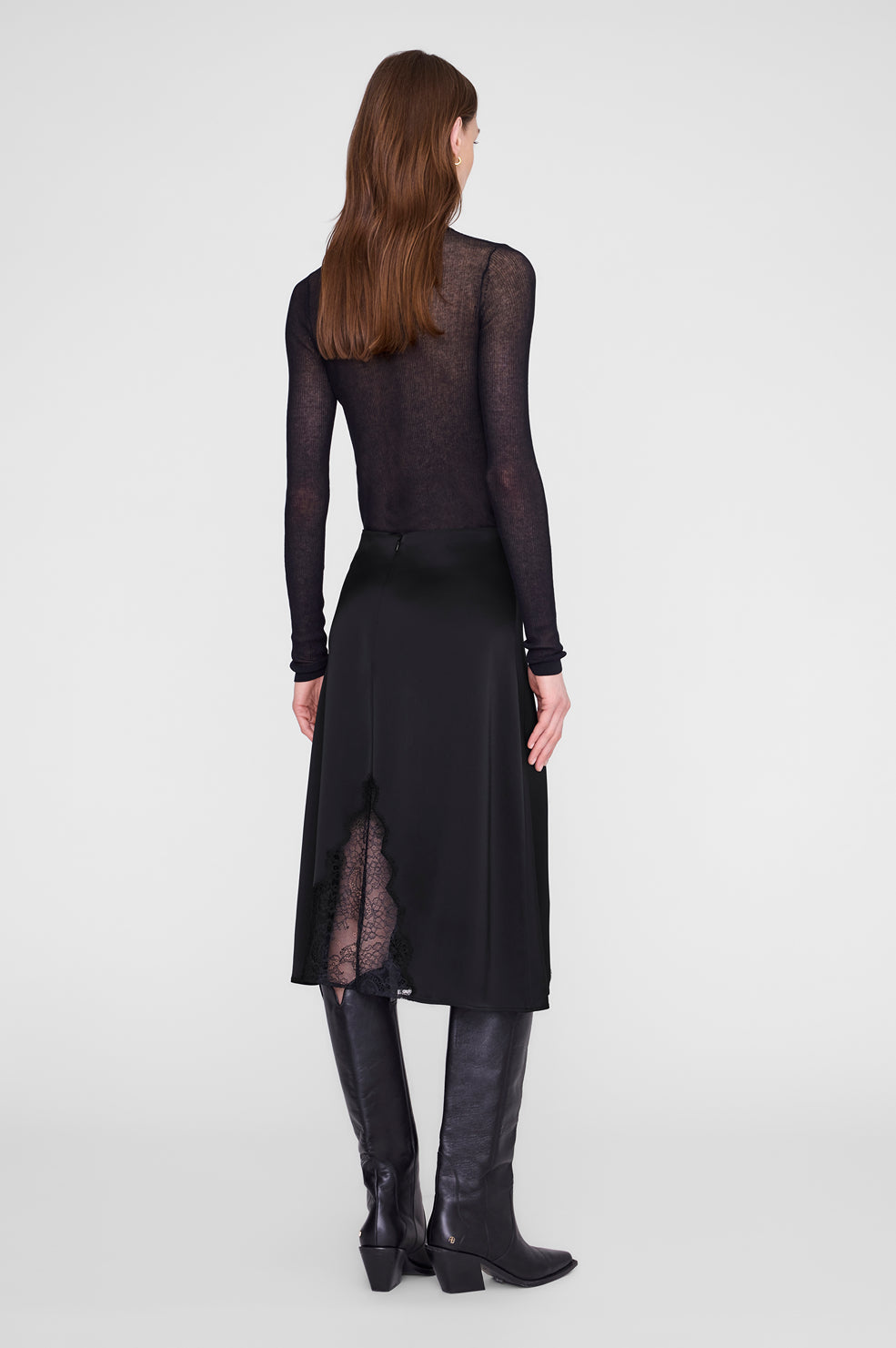 ANINE BING Malou Lace Midi Skirt In Black - image 3